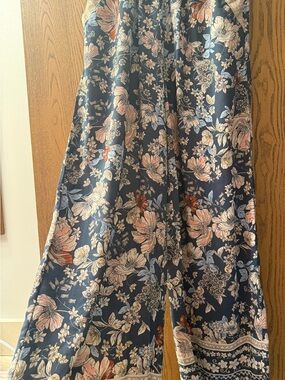Wide Leg Floral Pants in Navy and Pink